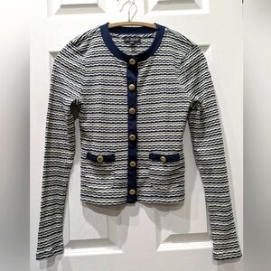 J. Crew Shrunken Cardigan Lady Jacket Jacquard Cotton S Old Money Gold Buttons